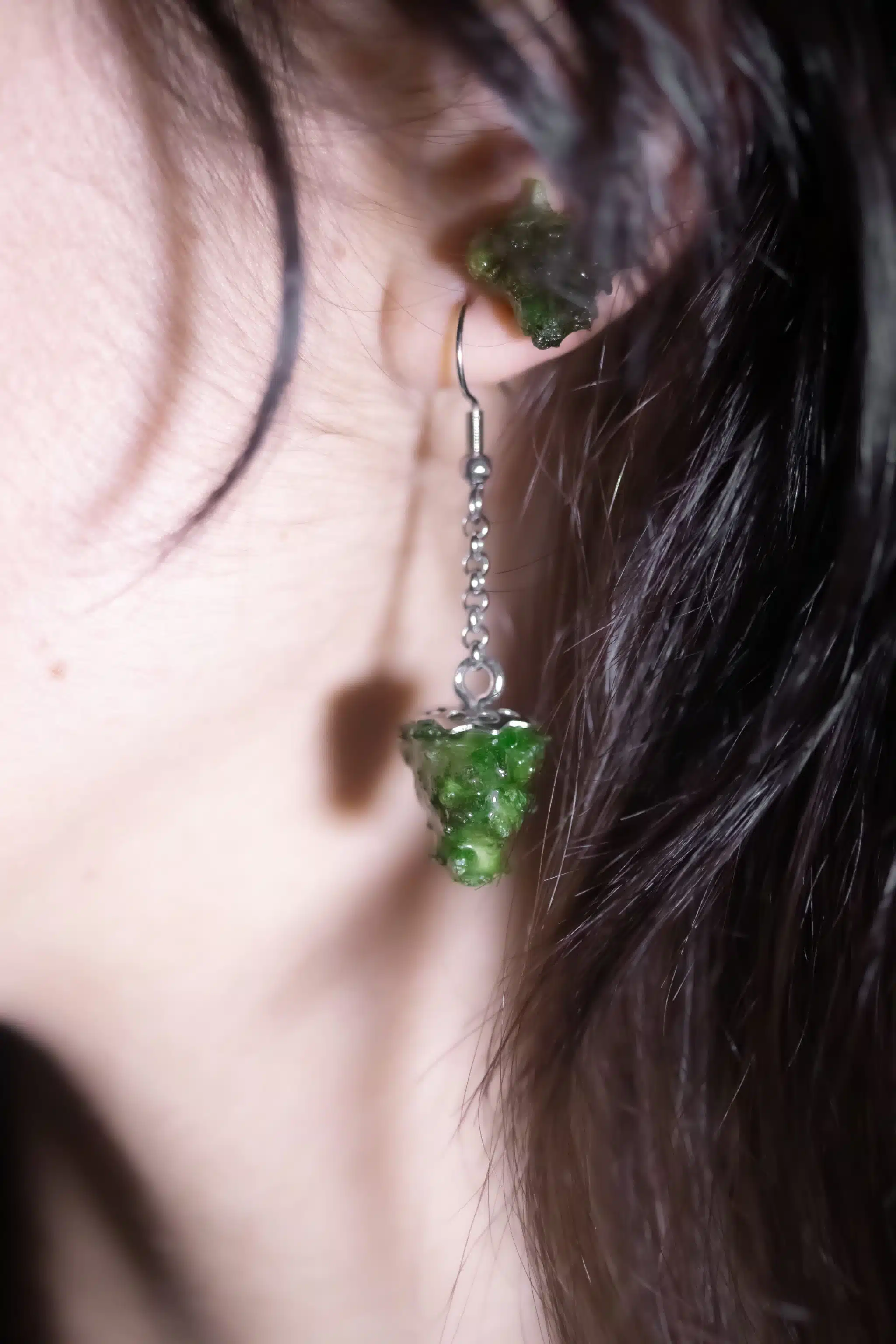 orecchini flora acciaio fiore pendente catena