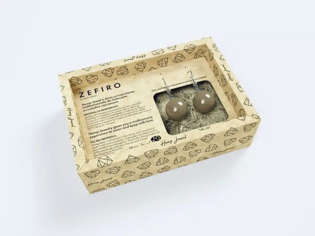 scatola orecchini Zefiro Perla Pendente Beige