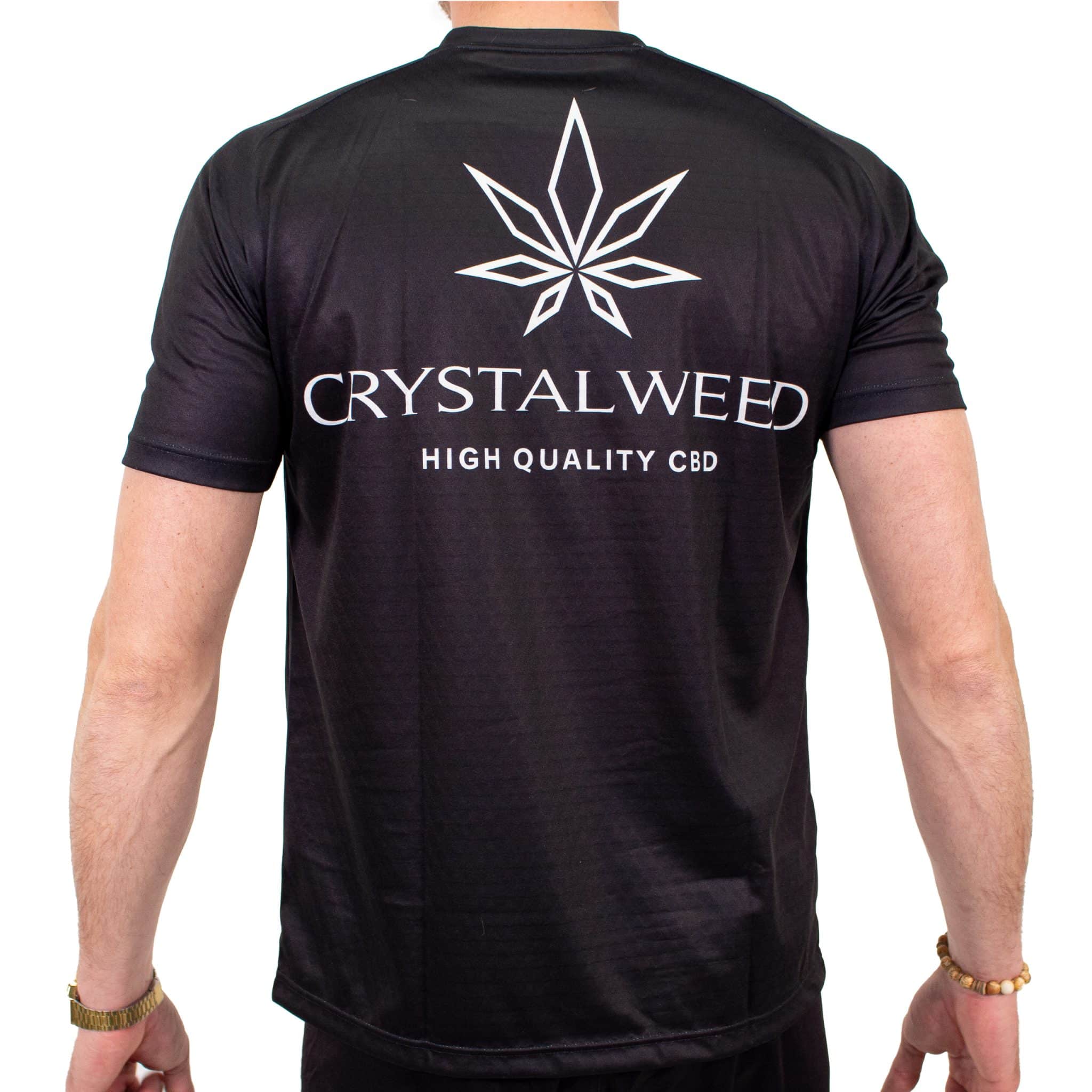 t-shirt nera sportiva Crystalweed