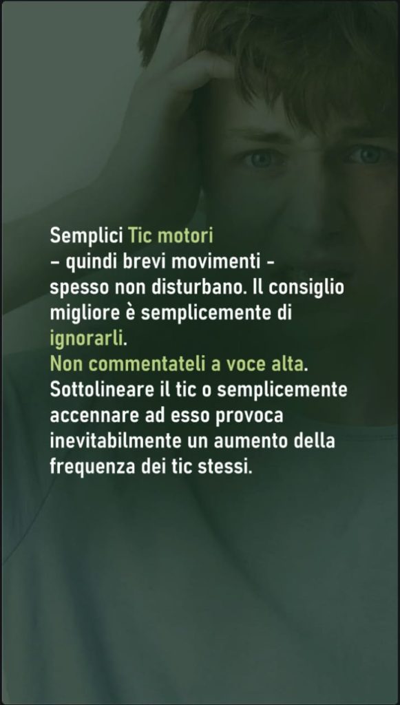 Come comportarsi con una persona con la sindrome di Tourette 1 Infografica sui tic semplici della Sindrome di Tourette e consigli: ignorarli e non commentarli a voce alta per non aumentarne la frequenza.