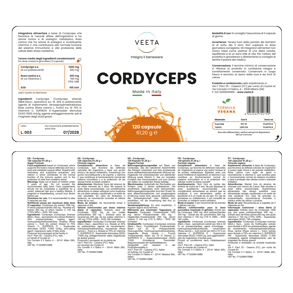 Cordyceps fungo medicinale ingredienti